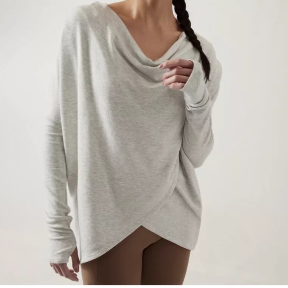 Athleta Tops - ATHLETA Purana Wrap Sweatshirt CYA Yoga Studio Soft Light Heather Gray Women’s L